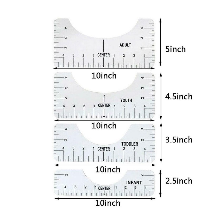 new 4pcs t shirt ruler guide vinyl alignment ruler tool