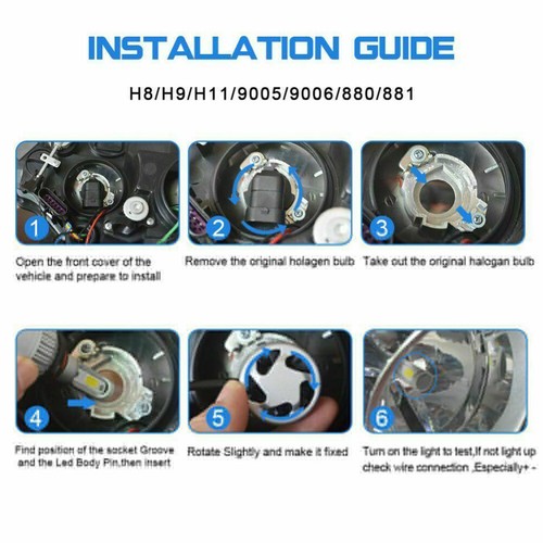 H4 9003 LED Headlight Bulbs CSP Car & Truck Hi&Low Dual Beam Kit 8000K Ice Blue