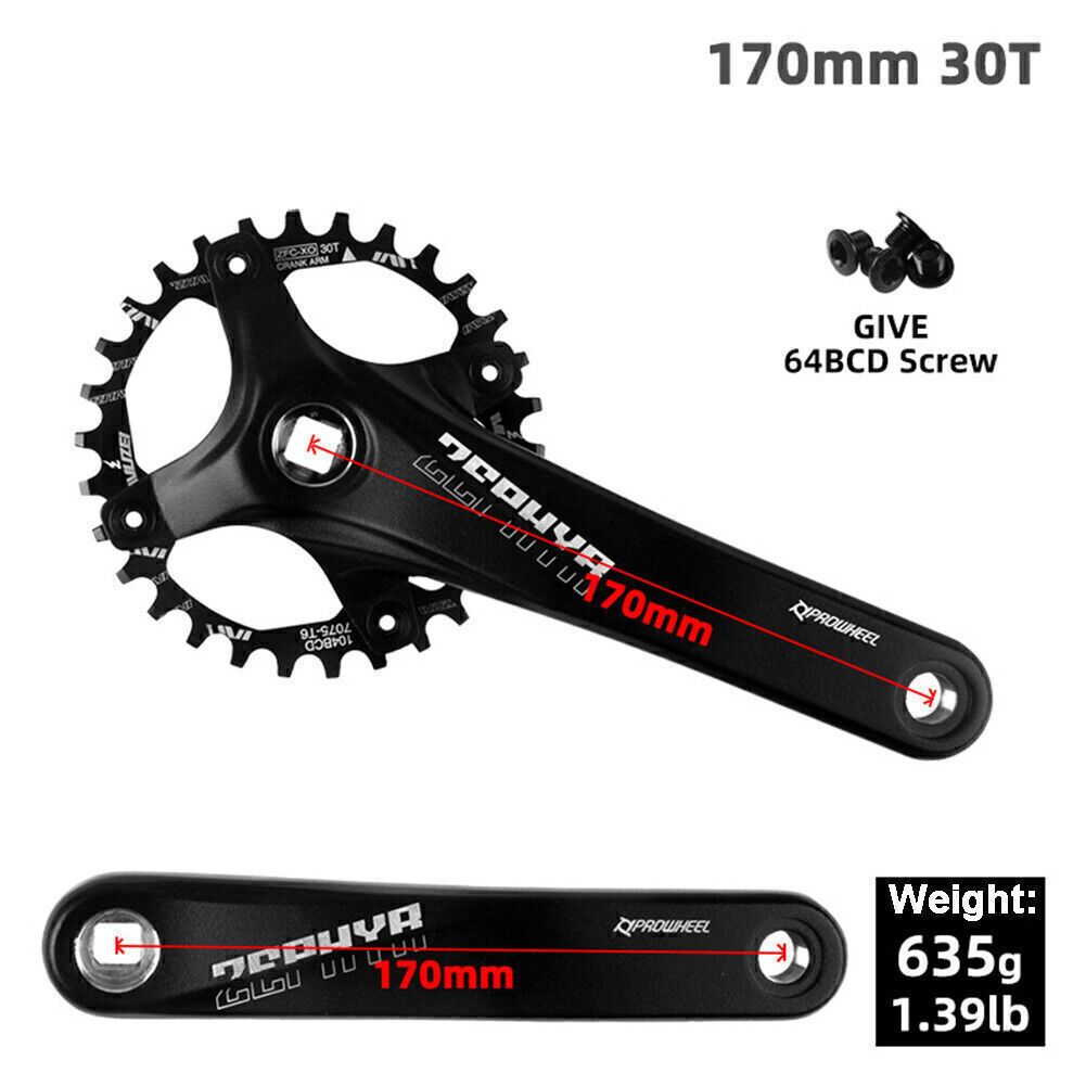 Prowheel Mountain Bike Crank 170 mm 30 T Sprocket 104BCD MTB Crankset Set