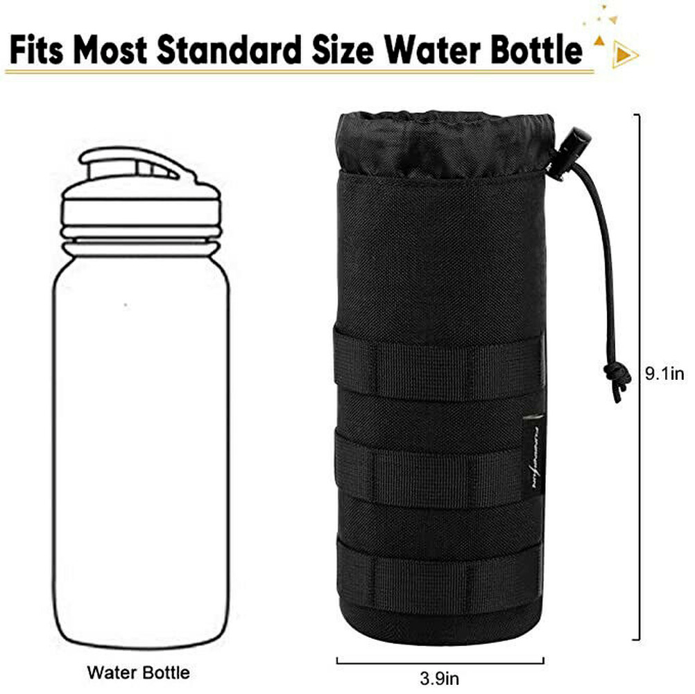 Outdoor Tactical Molle Water Bottle Bag Military Hiking Belt Holder Kettle Pouch