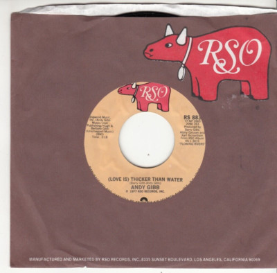 ANDY GIBB (BEE GEES) - LOVE IS THICKER THAN WATER - MINT RSO 45 - UNPLAYED NEW