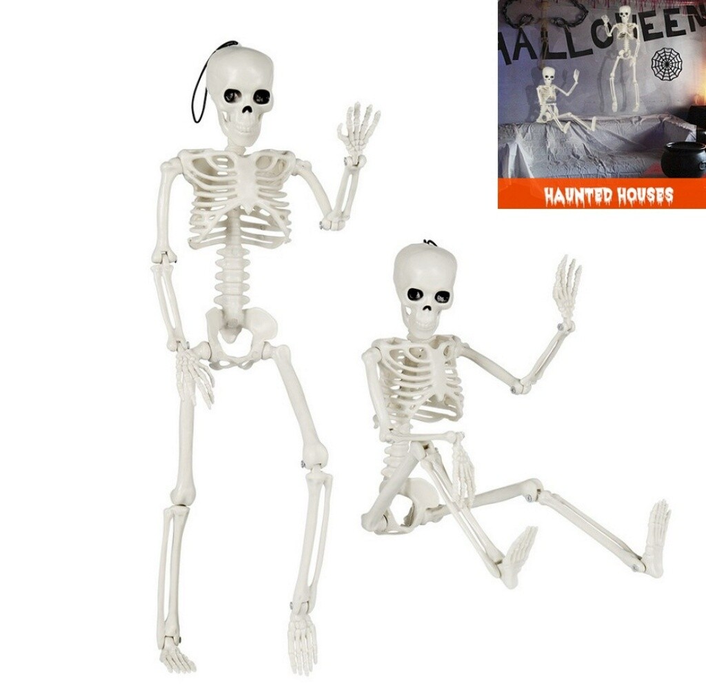 2X Poseable Human Skeleton Halloween Decoration Skull Hanging Party