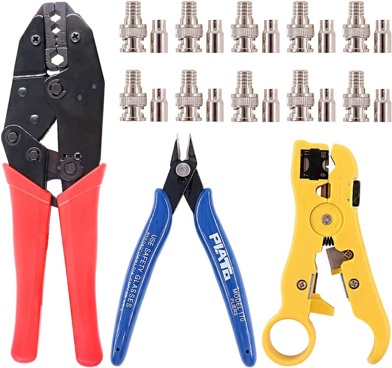 13Pcs Professional Coax Coaxial BNC Connector Crimp Crimping Tool Kit with 10PCS