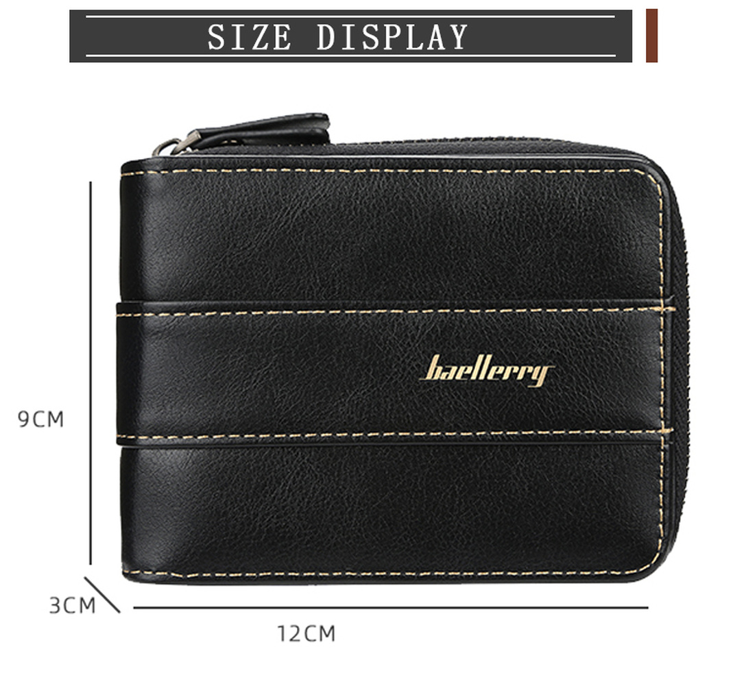 Mens Genuine Leather Zipper Wallet RFID Blocking Bifold Zip Around Card Holder