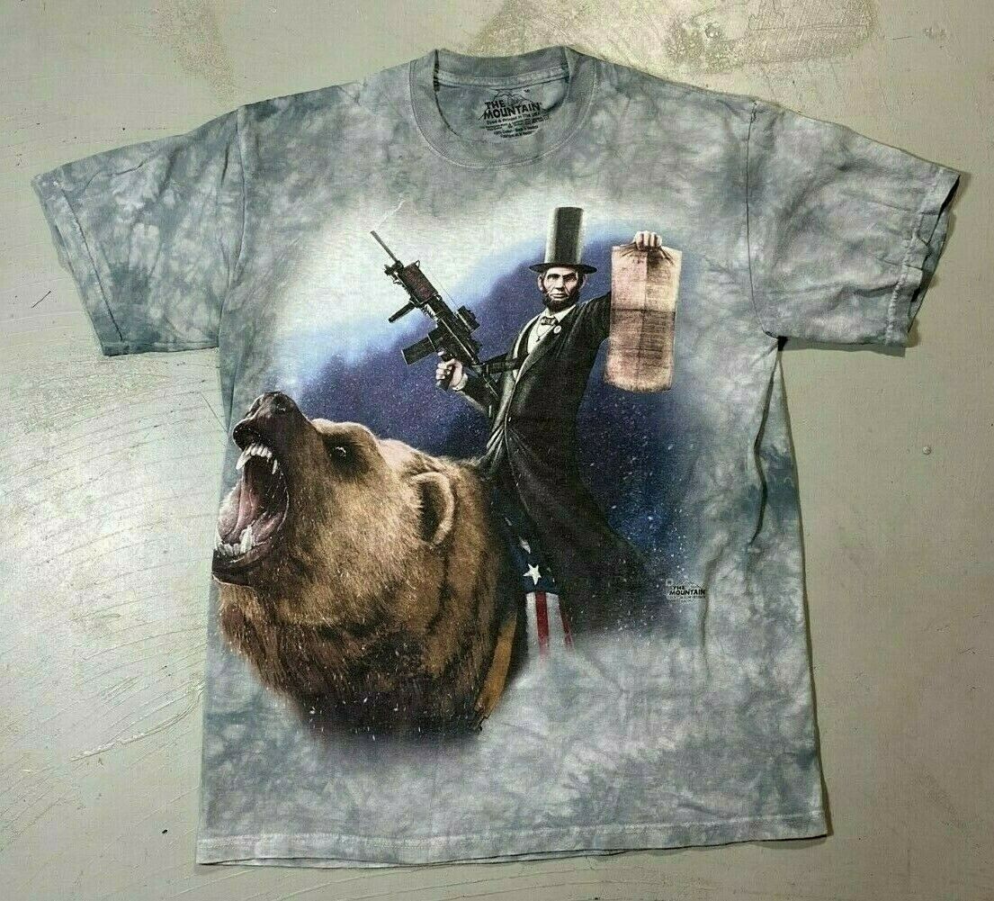 Abraham Lincoln on a Grizzly Bear Tye Dye T-Shirt by The