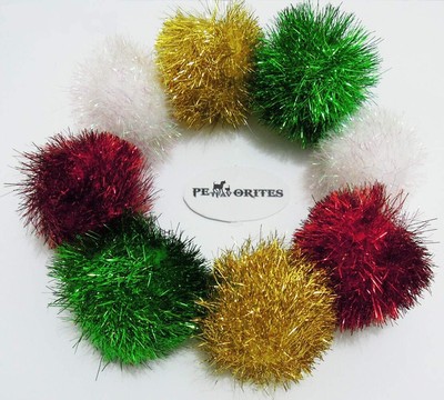 Bushy Sparkle Ball Cat Toy Interactive Glitter Pom Pom Cat Toy Balls for Kitt...