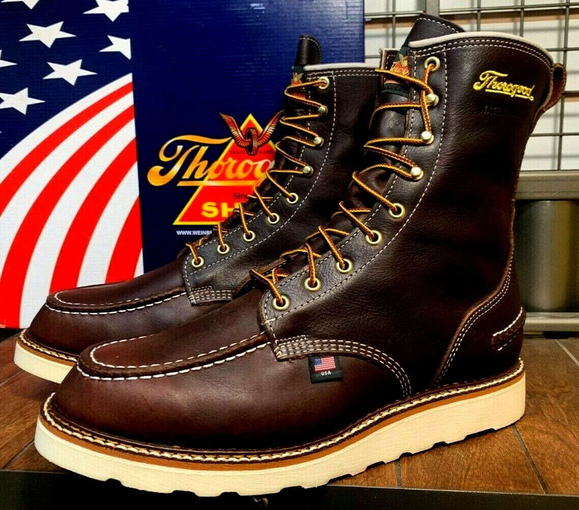 Pre-owned Thorogood 814-3800 Men Size 13 D Waterproof Wedge Bottom 8" Boots Usa Made In Brown