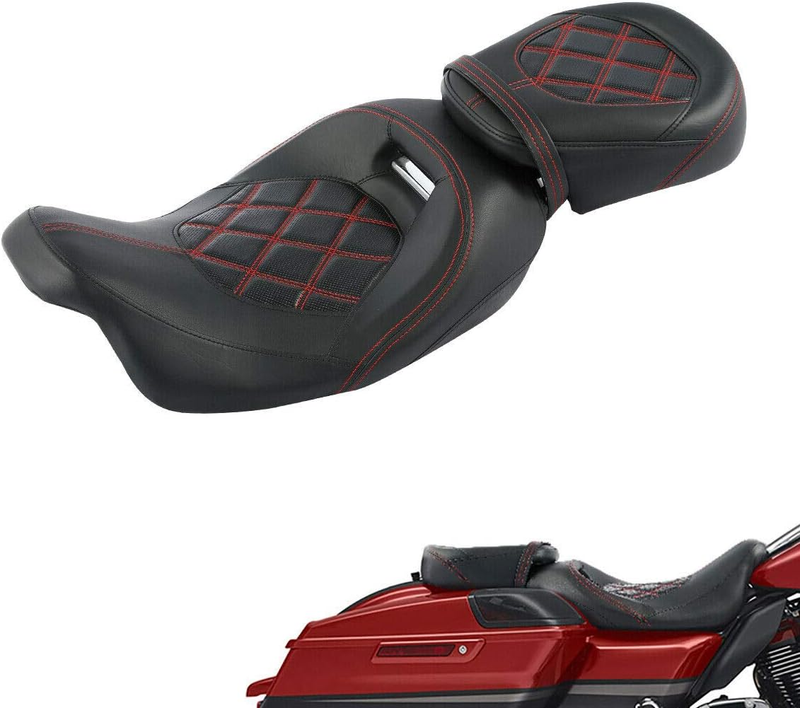 Two up Rider and Passenger Seat Low Profile Seat Fit for Harley Road King Road G