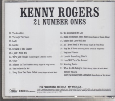 kenny rogers 21 number ones cd promo