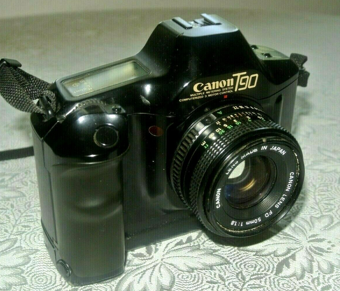 Canon T90 35mm SLR Film Camera Plus 50 mm F1.8 Canon FD Lens
