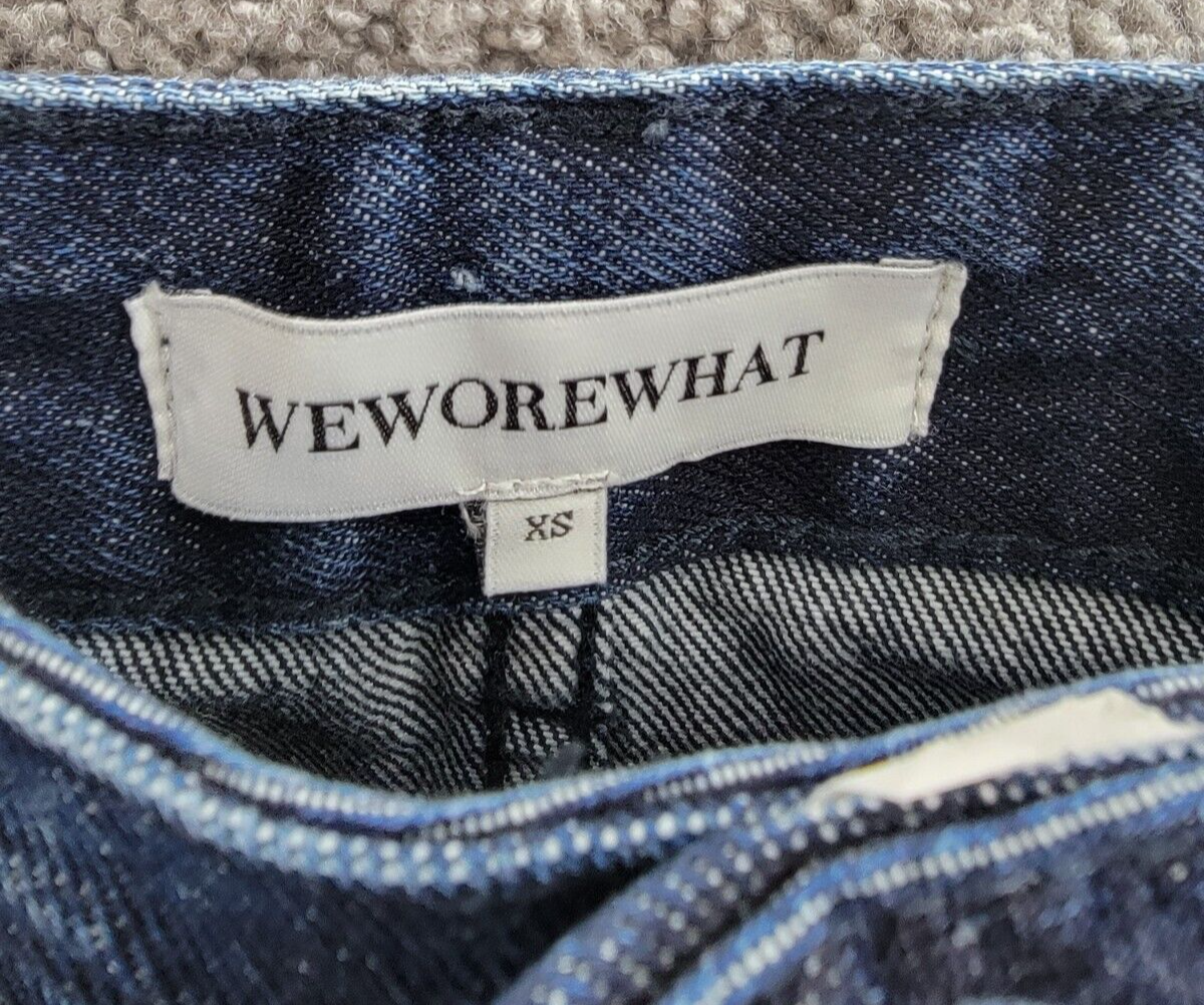 WeWoreWhat Denim High Rise MIDI Skirt Womens XS Raw Wash 5-pocket Button Closure - Picture 9 of 17