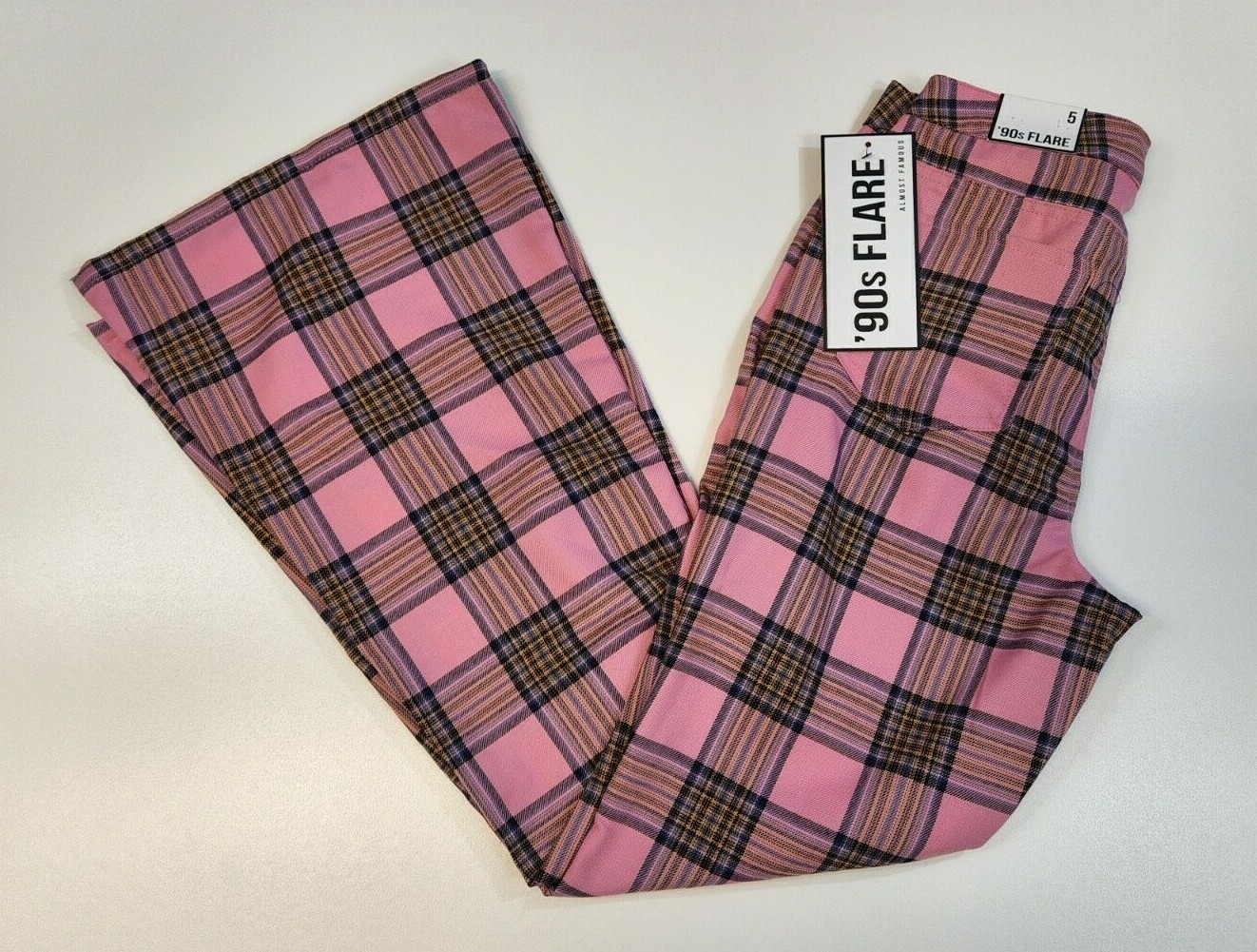 RUE 21 ALMOST FAMOUS Women's Junior Pink Plaid Pants Size 7 RUE 21 ALMOST FAMOUS Women's Junior Pink Plaid Pants Size 7