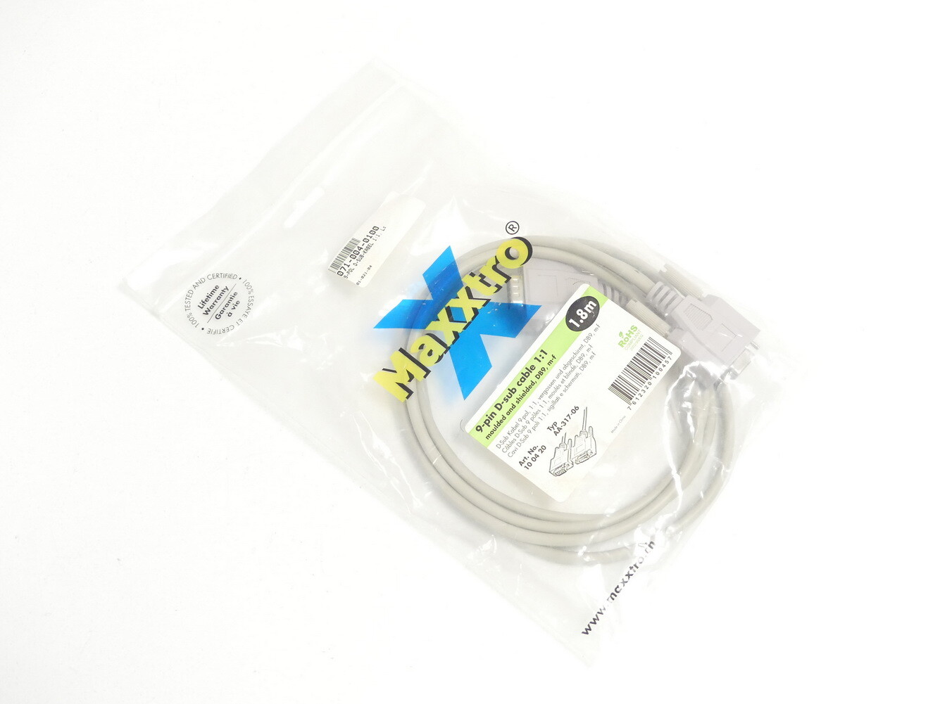 Maxxtro AA-317-06 9-pin D-sub cable 1:1 1,8m - ungebraucht! -