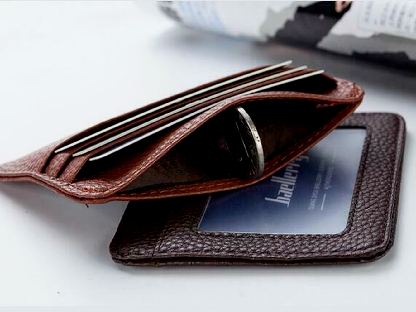 Men's Small Leather Wallet ID Credit Card Holder Slim Pocket Card Case USA Store