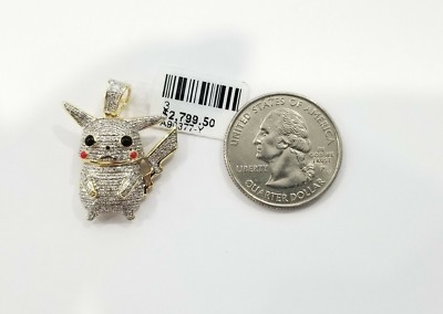 Pre-owned Pokémon 10k Yellow Gold Real Diamond Pikachu Original  Pendant Charm Anime