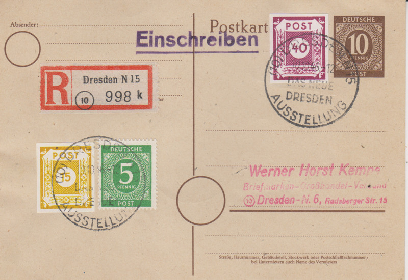 Einschreiben Alliierte Besatzung 9293