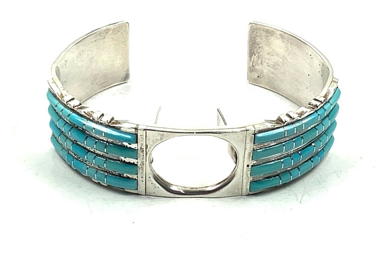 Zuni Sheldon Lalio Sterling Silver Turquoise 4 Row Watch