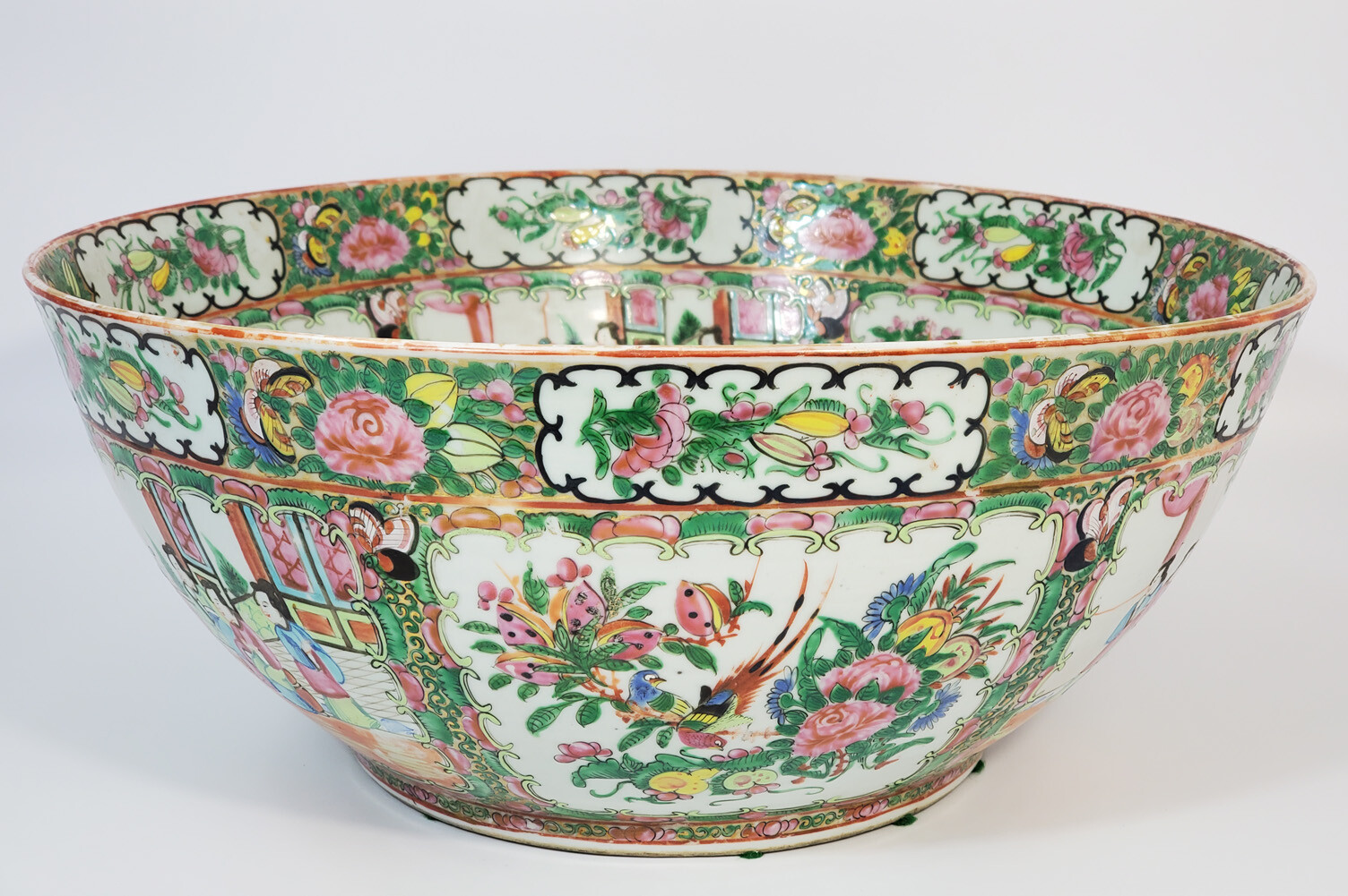 19th Century Chinese Export Rose Medallion Punch Bowl, 16