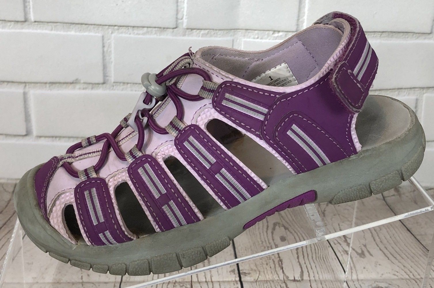 Khombu Closed Toe Athletic Girls Sandal Purple/Pink Kids US