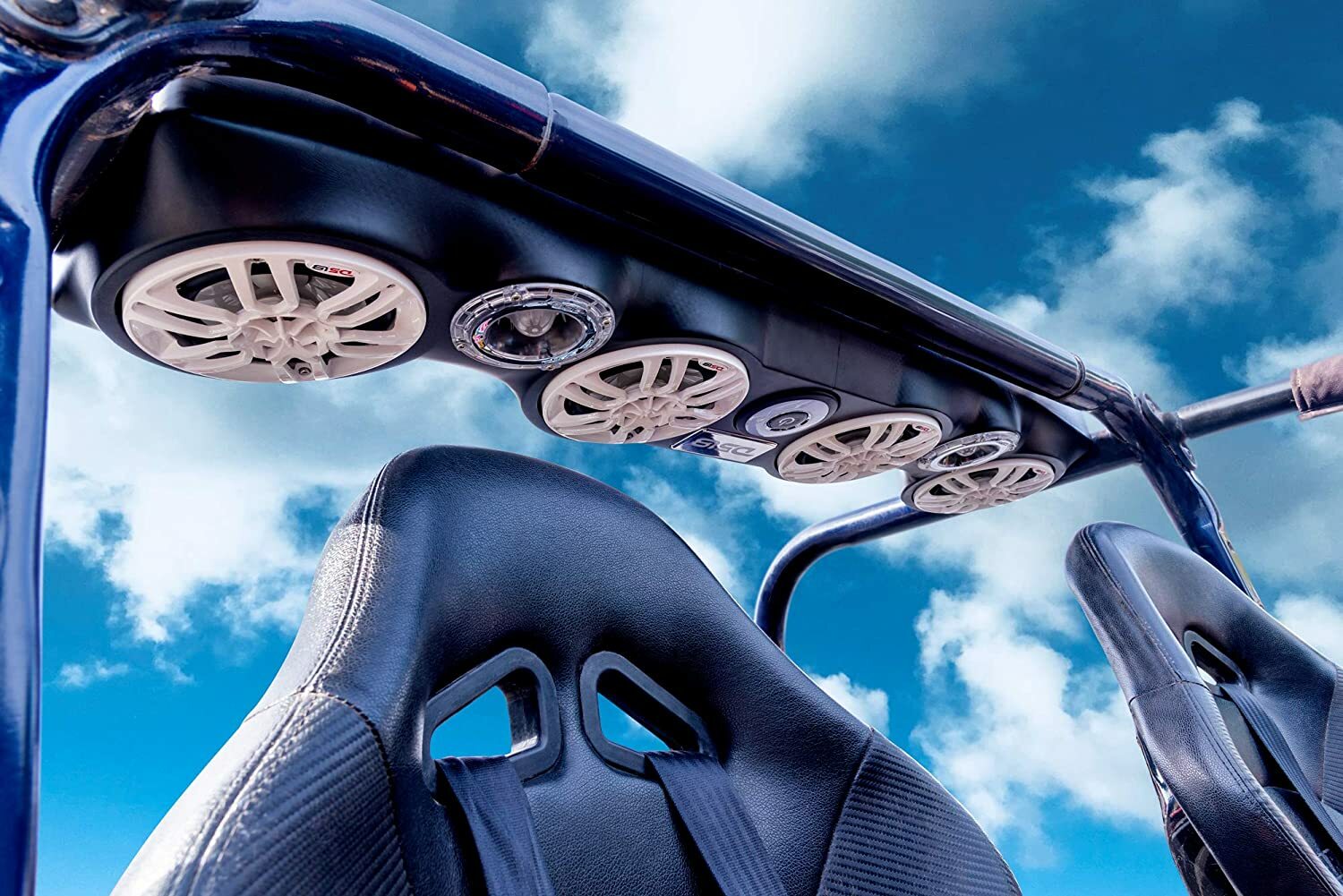 DS18 TJ-SBAR/BK TJ Wrangler Overhead Sound Bar System - Will Accommodate 4X 6.5 Speakers, 2X 1.75 Tweeters (Black) DS18 TJ-SBAR Black TJ Jeep Wrangler Overhead Plastic Sound Bar