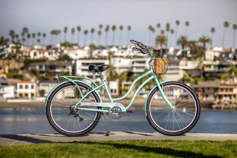 Perla Adult Beach Cruiser Bike, Men and Women, 18-Inch Step-Through Steel Frame,