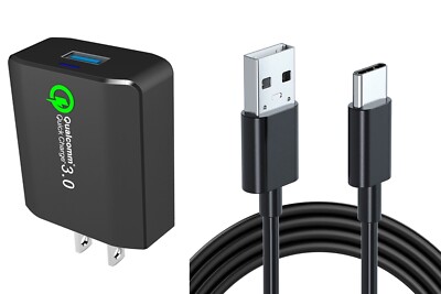 For Galaxy A23/A24/A25 18W Fast Home Charger 6ft USB Cable Type-C Quick Charge