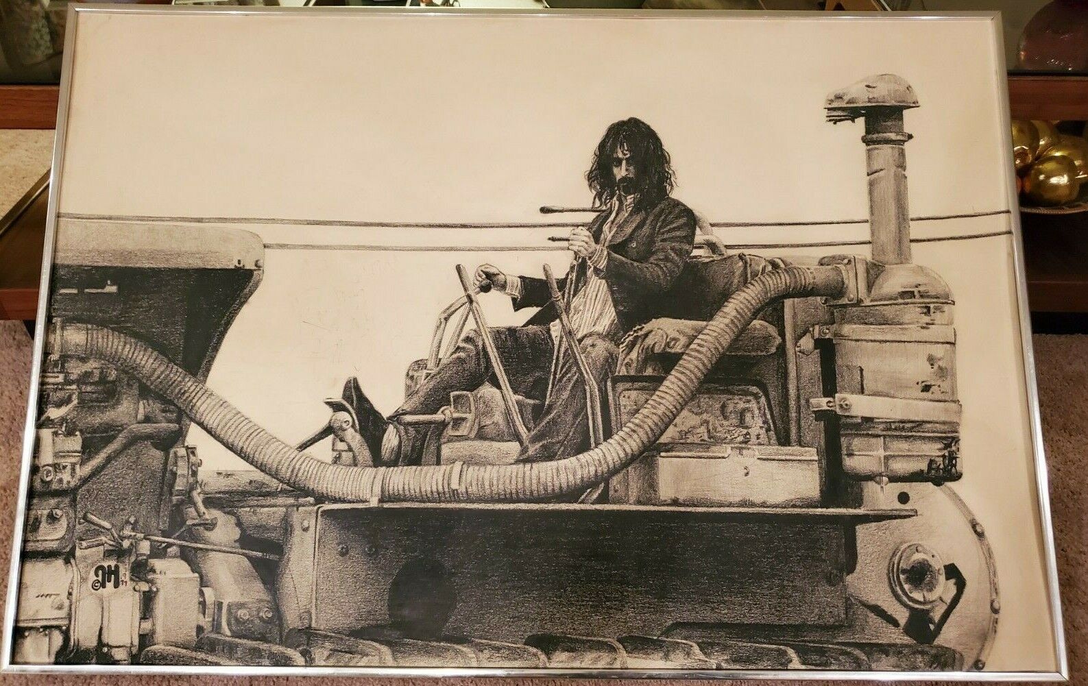 ARTIST JON HUL ORIGINAL ART / DRAWING OF FRANK ZAPPA 1977 ARTIST JON HUL ORIGINAL ART / DRAWING OF FRANK ZAPPA 1977