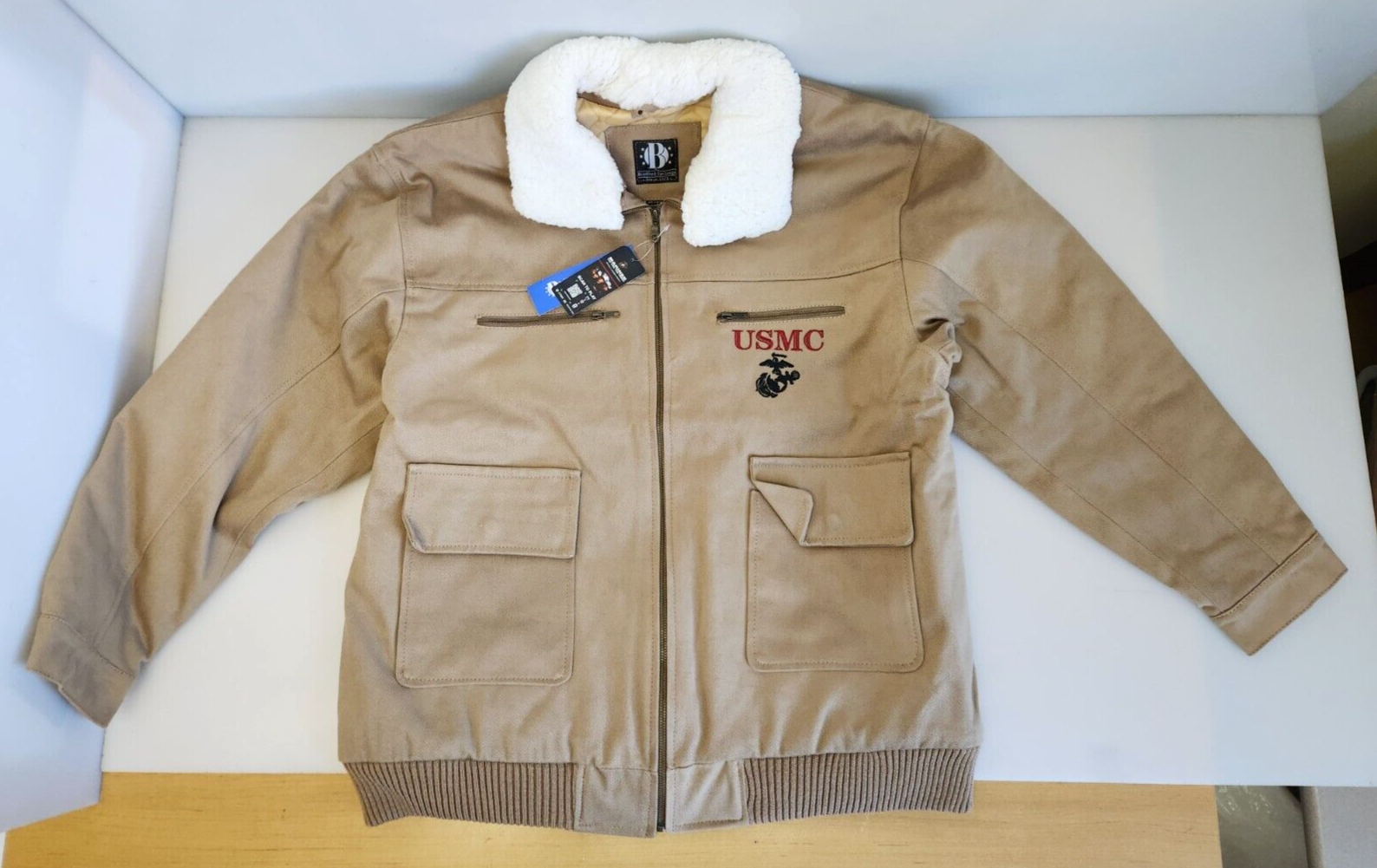 Bradford Exchange USMC Semper Fidelis Marines Brown Twill Bomber