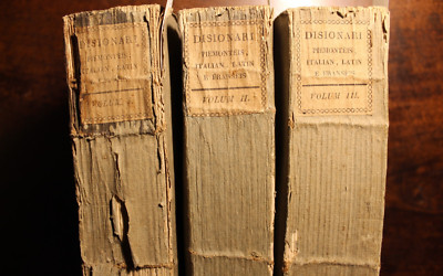 CASIMIRO ZALLI, Disionari Piemontèis, Italian, Latin e Fransèis, 1815, 3 volumi