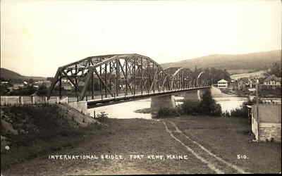 Fort Kent Maine ME International Bridge c1920s-30s RPPC Real Photo Postcard
