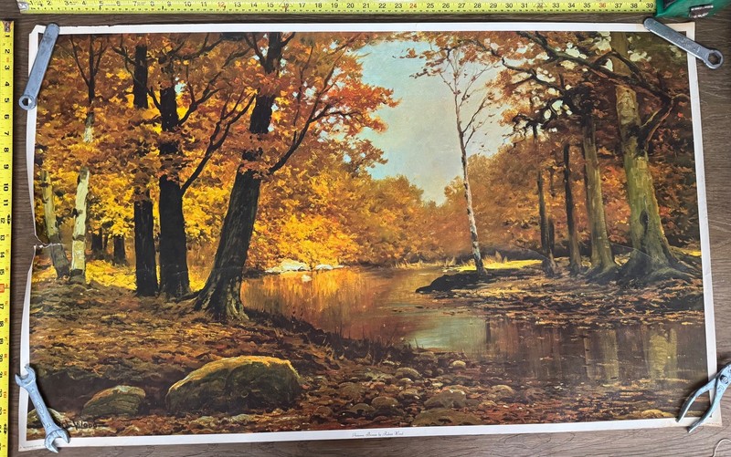 Vintage Autumn Bronze Robert Wood Art Print Poster Litho 1965
