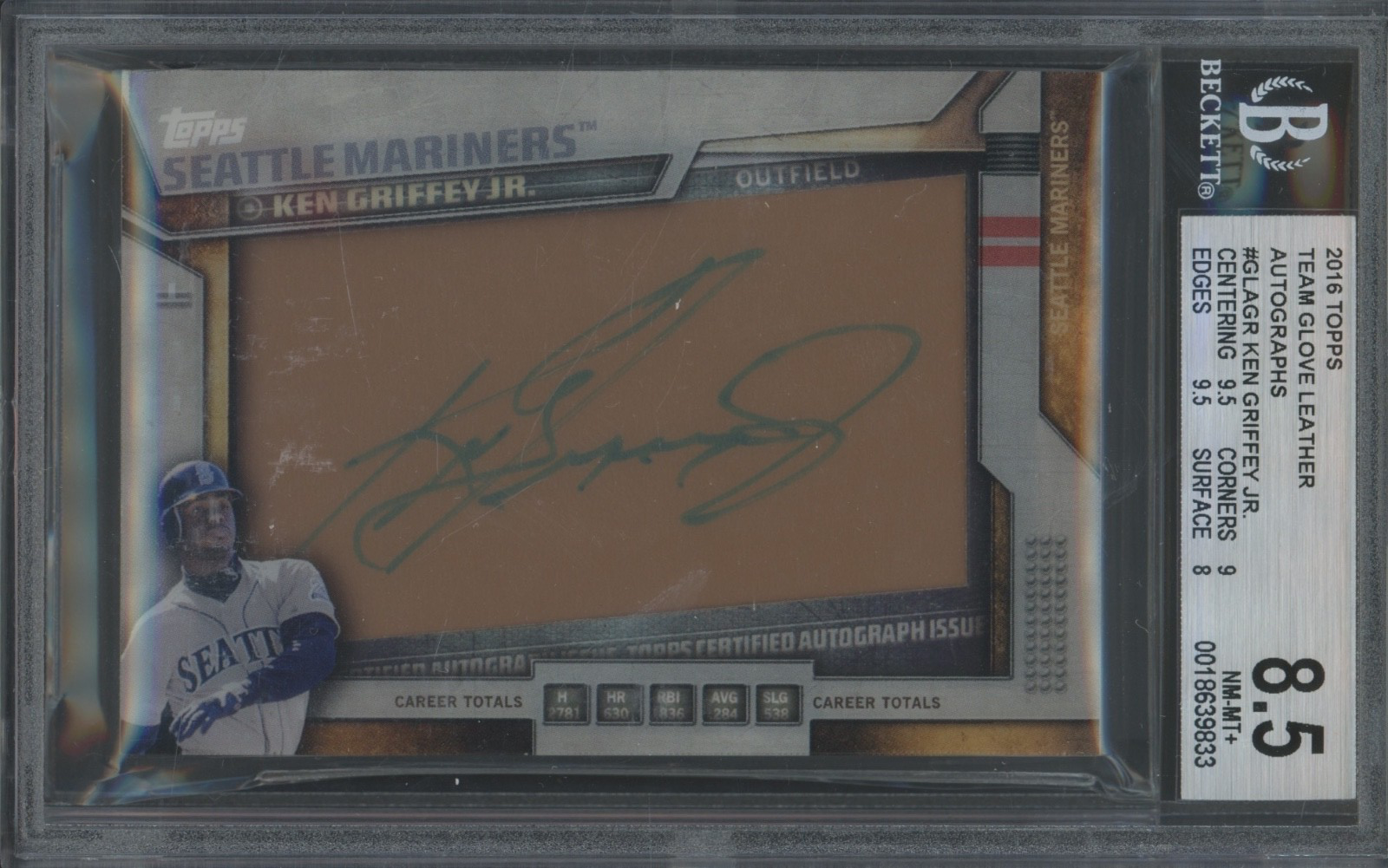 2016 Topps Team Glove Leather Ken Griffey Jr 12/25 Auto BGS 8.5