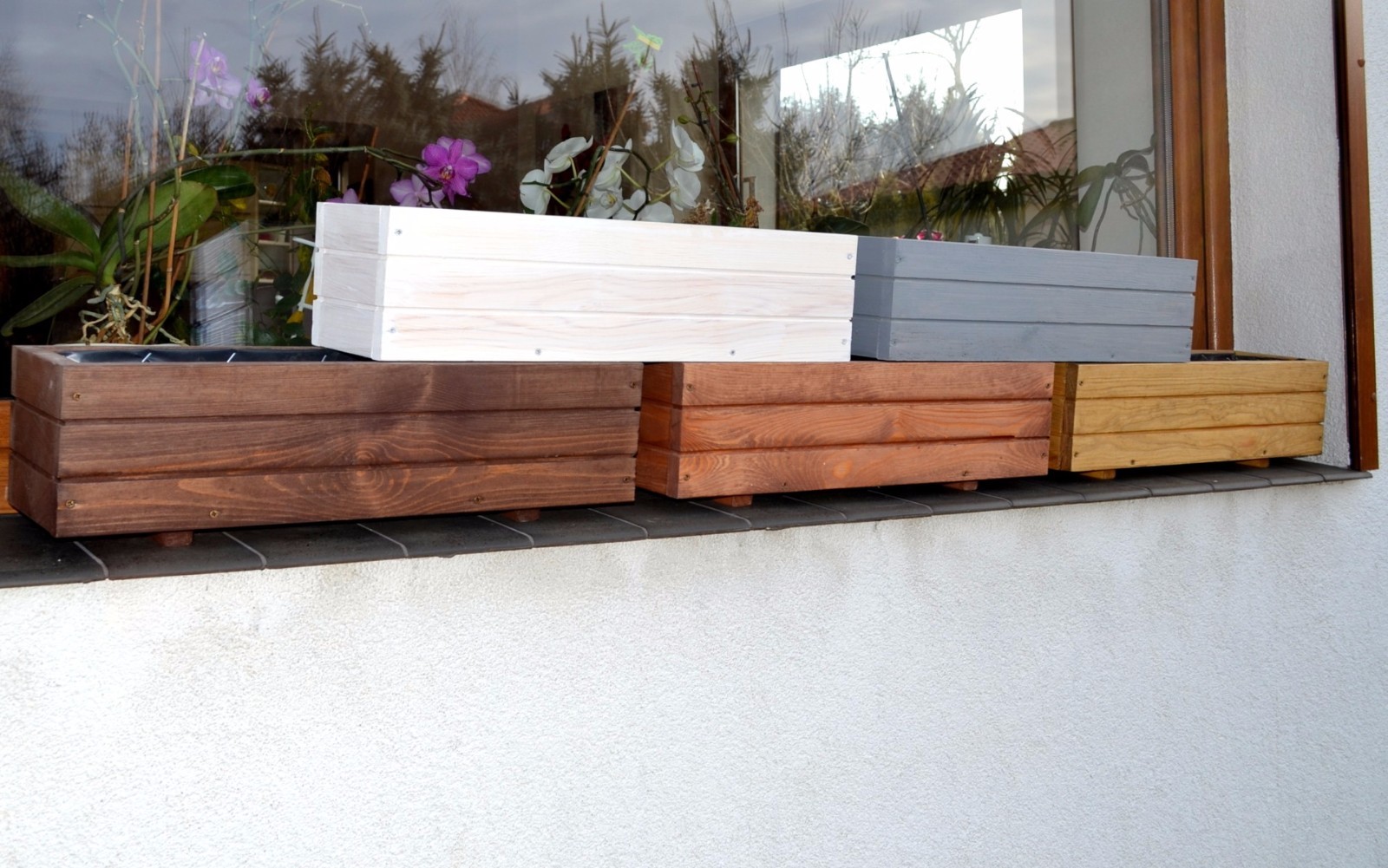 Pflanzkasten Pflanzkübel aus Holz Holztrog Blumenkasten Blumenkübel Blumentopf 