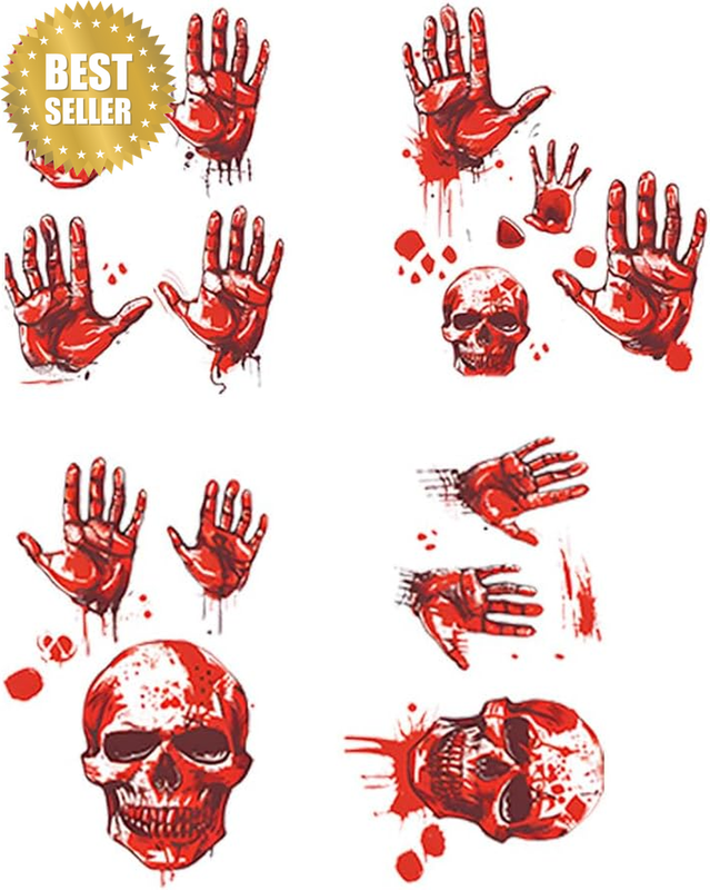Bloody Halloween Decorations Halloween Bloody Handprint Footprints Knife Sticker