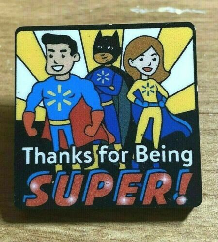 Rare Walmart Lapel Pin Thanks For Being Super Hero Wal-mart Pinback