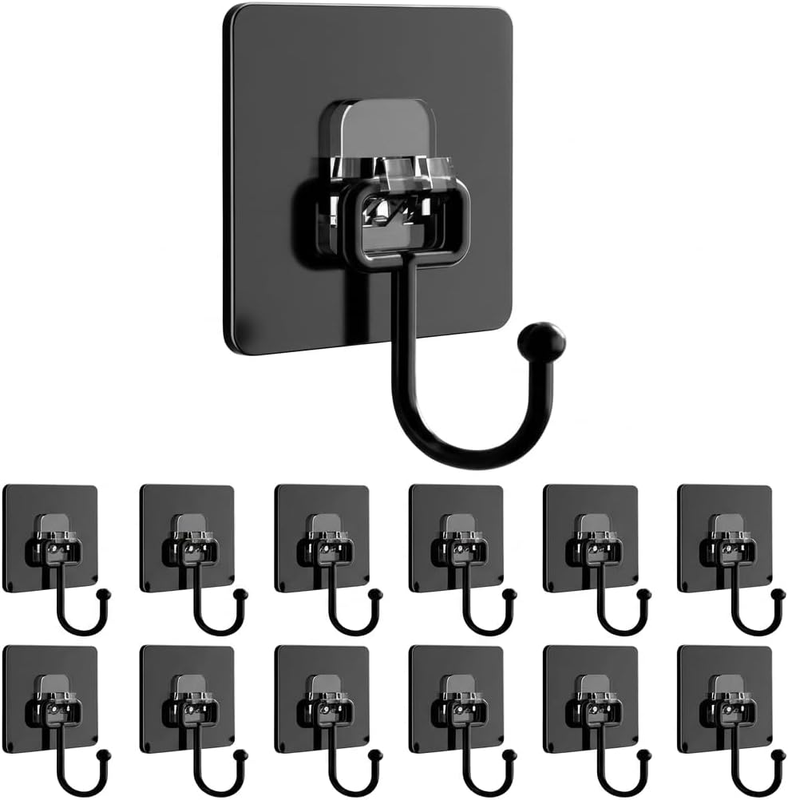 Large Self-Adhesive Hooks, Pack of 10, Magic Wall Hooks Heavy Duty Hold 30KG (Ma