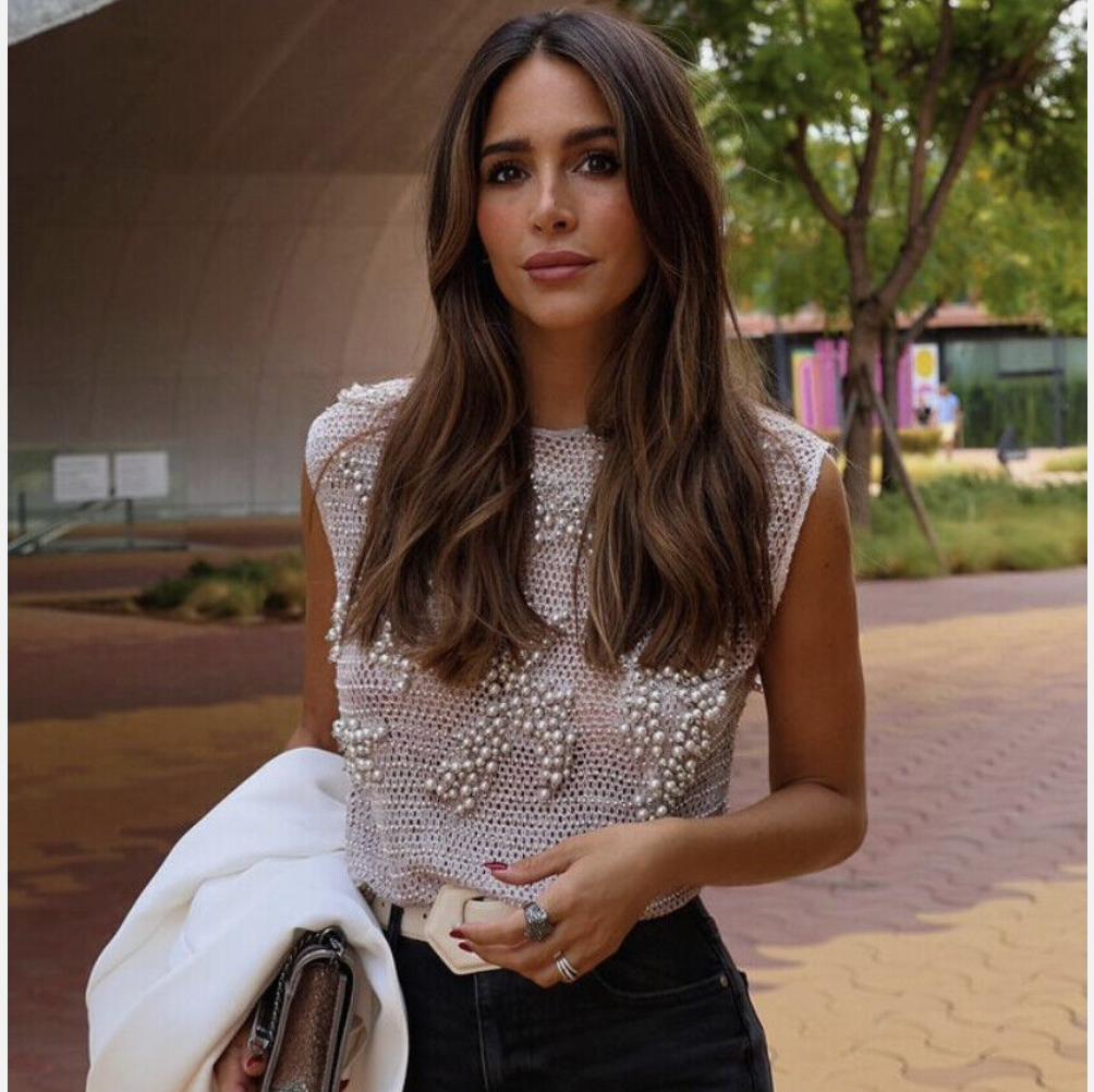 ZARA KNITWEAR TOP WITH FAUX PEARLS LIMITED EDITION LIGHT ZARA KNITWEAR TOP WITH FAUX PEARLS LIMITED EDITION LIGHT