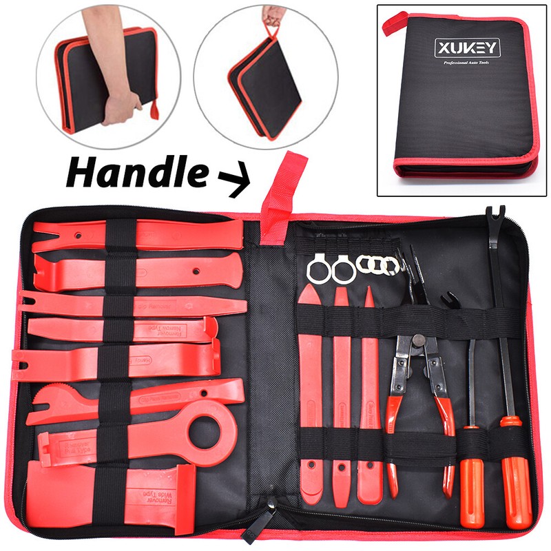 19x Trim Removal Tool Kit Trimmer Set Car Puller Door Pry Clip Plier Remover