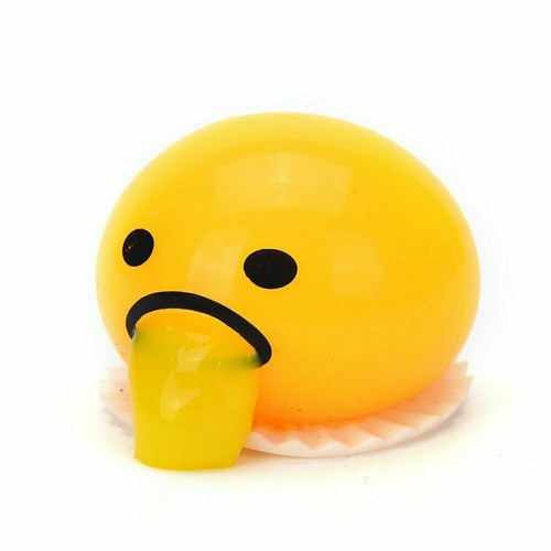 squishy puking egg yolk stress ball with yellow goop