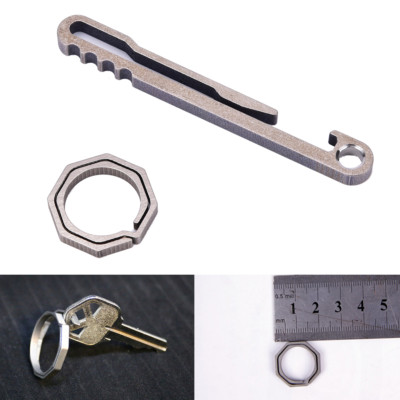 5Color Titanium KeyChain Metal Octagon Key Holder Keyring Buckle EDC Tool 20mSGx