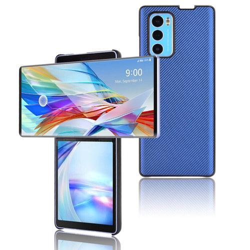 Shockproof Hybrid Carbor Fiber PU Leather PC Hard Slim Cover For LG Wing 5G