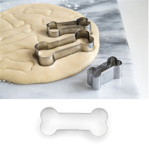 3Pcs//Set  Dog Bone Shaped Biscuit Cake Cookie Cutter Mold Mould Silver ToGR