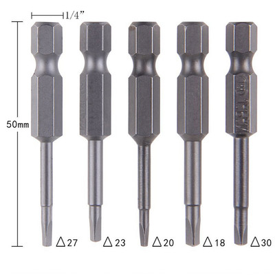 5PCS  Magnetic Triangle Heads  Screwdriver Bits S2 Steels 1/4 Hex Shank  18-30