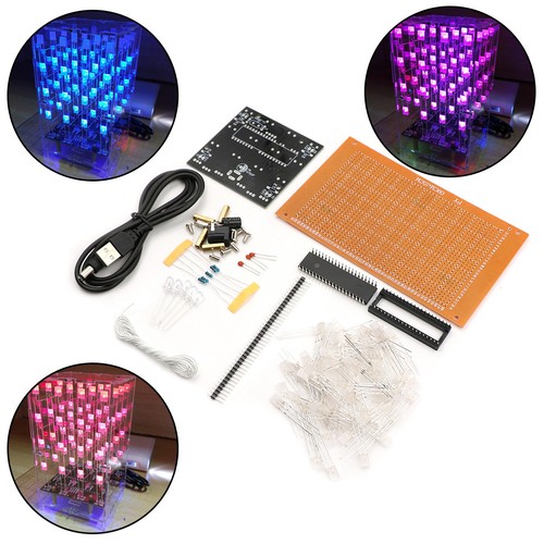 4X4X4 colorful LED Light Cube Kit 3D LED DIY Kit Electronic Suite for arduino HF