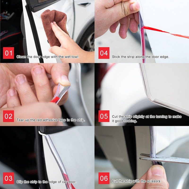 5M Car Door Edge Trim Guard Molding Rubber Seal Strip Scratch Protector Clear
