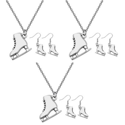  9 stücke Eislaufschuhe Halskette Trendy Ohr Tropfen Exquisite Ohrschmuck