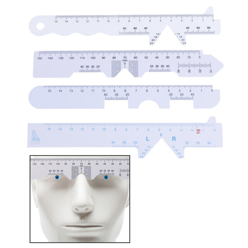 4 Types 4pcs/Set White Eye Straight Edge PD Ruler Pupillary Distance Rulers US