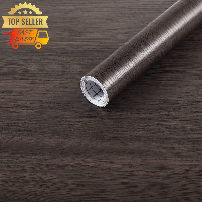 Walnut Wood Self-Adhesive Wallpaper 43.5x305cm, Waterproof PVC, Oil Proof Liner