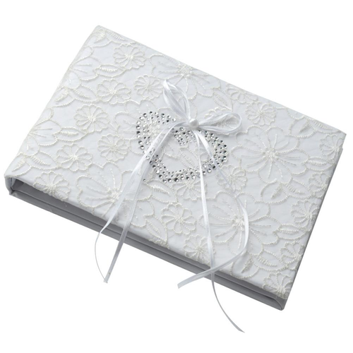 White Lace Ribbon Wedding Guest Book