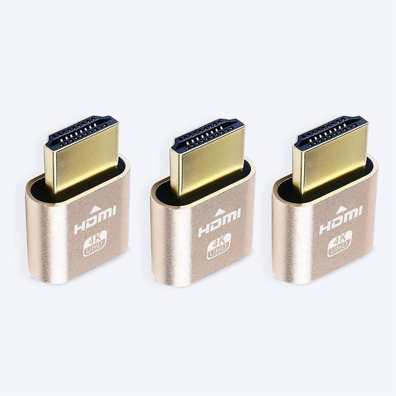 HDMI Dummy Plug 4K Display Emulator Compatible Windows Mac OSX Linux (fit-Headle